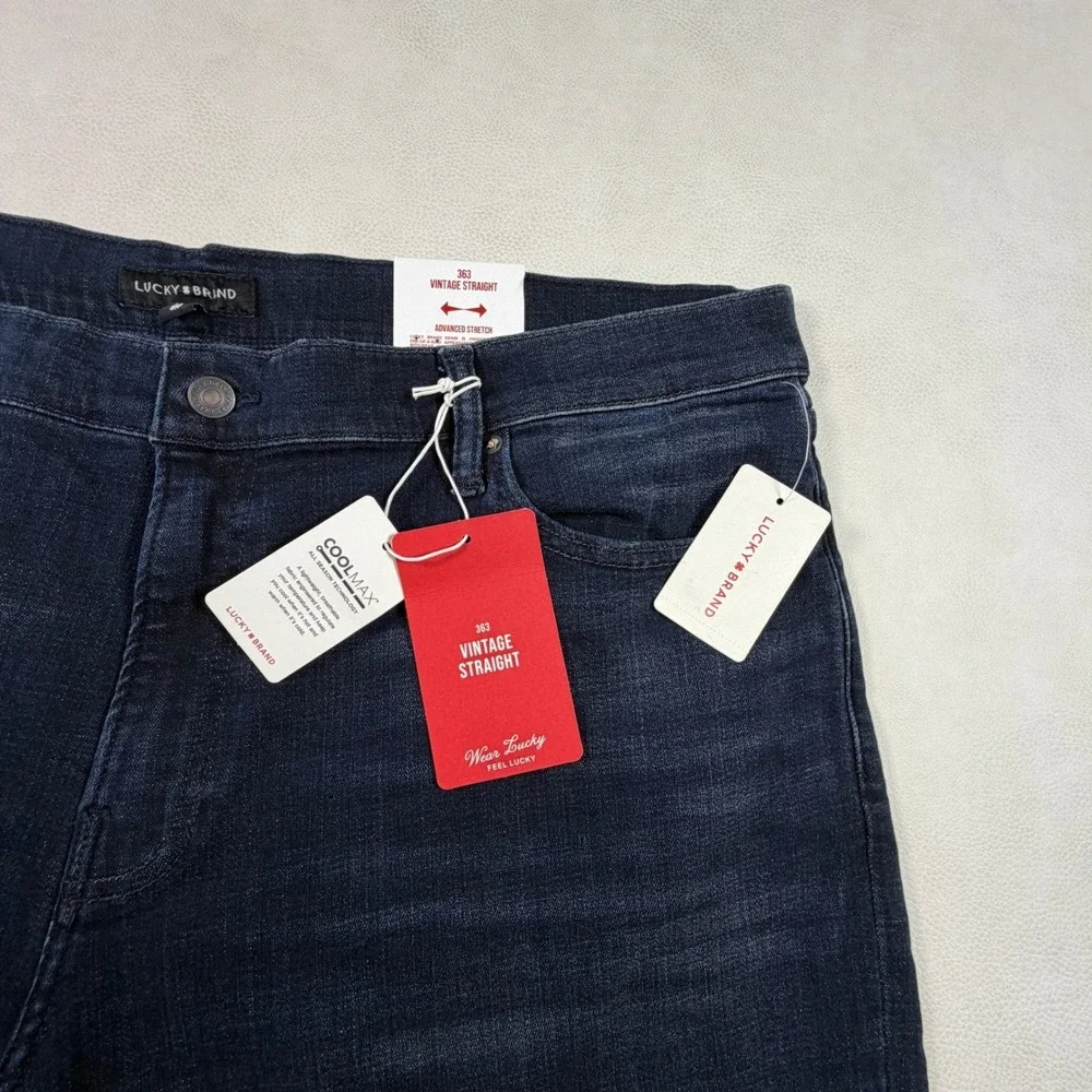 NWT Lucky Brand 363 Vintage Straight Mens Jeans 42x32 Huron Dark Blue Coolmax